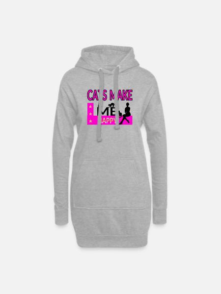 Katze - Hoodie-Kleid - Grau meliert