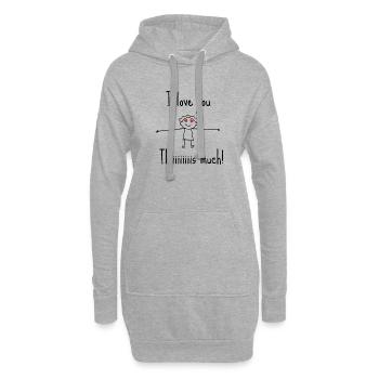 I Love you this much- idée cadeau saint Valentin - Sweat-shirt à capuche long Femme - gris chiné - Devant