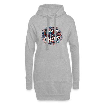Harmonie im Chaos - Musiktypografie - Hoodie-Kleid - Grau meliert - Vorne