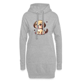 Niedlicher Baby-Labrador - Hoodie-Kleid - Grau meliert - Vorne