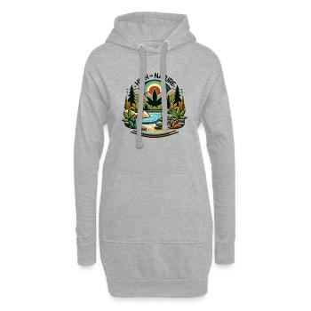 Ruhige Natur und Cannabisszene - "High on Nature" - Hoodie-Kleid - Grau meliert - Vorne