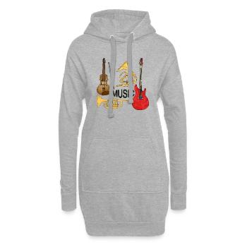 Instruments de musique - Sweat-shirt à capuche long Femme - gris chiné - Devant