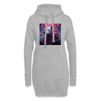 Celestial Canine Dreams - Hoodie-Kleid - Grau meliert - Vorne