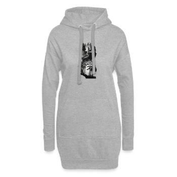Silhouette d’une reine nordique pleine de forêt - Sweat-shirt à capuche long Femme - gris chiné - Devant