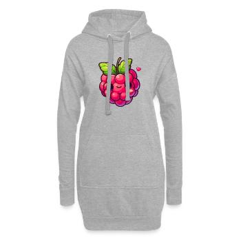 Himbeere - Herz - Hoodie-Kleid - Grau meliert - Vorne