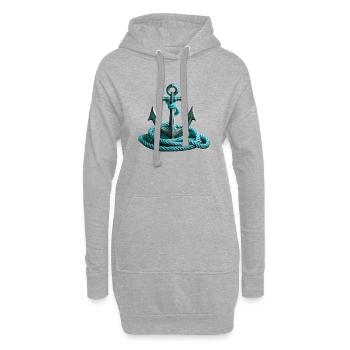 Anker mit Tau - Hoodie-Kleid - Grau meliert - Vorne