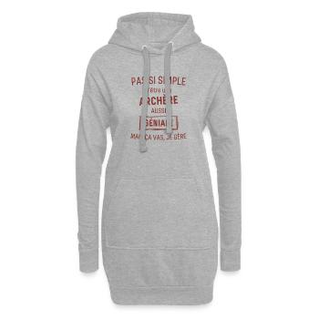 Archère GÉNIALE rouge brunâtre foncé - Sweat-shirt à capuche long Femme - gris chiné - Devant