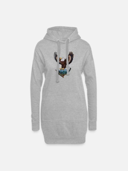 Schöner Weißkopfseeadler - Hoodie-Kleid - Grau meliert