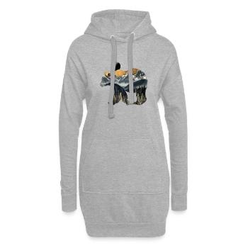 Ours nature - Sweat-shirt à capuche long Femme - gris chiné - Devant