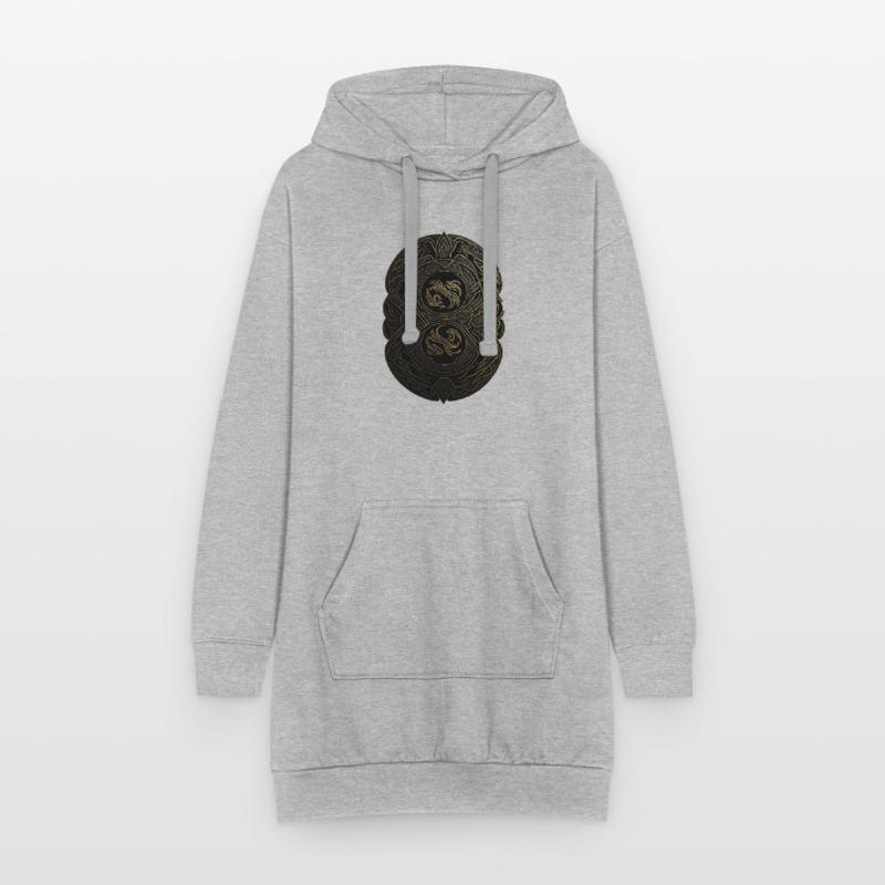 Maya Schwarz-Gold-Monogramm Hoodie-Kleid