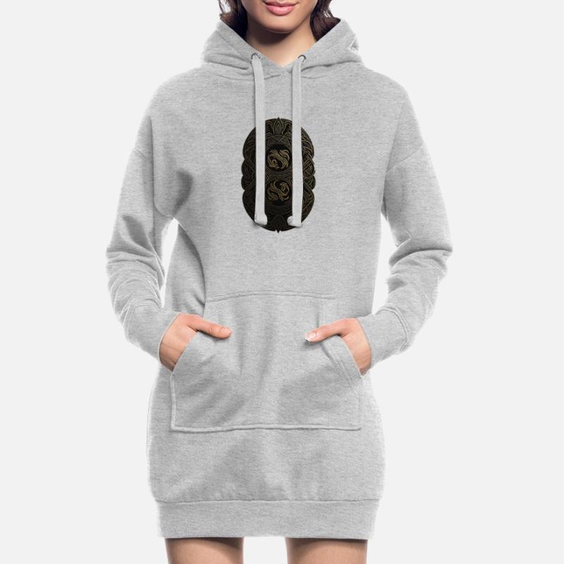 Maya Schwarz-Gold-Monogramm Hoodie-Kleid