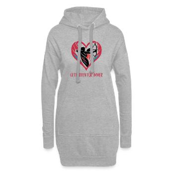 Valentinstag - Spruch Getroffen für immer - Hoodie-Kleid - Grau meliert - Vorne