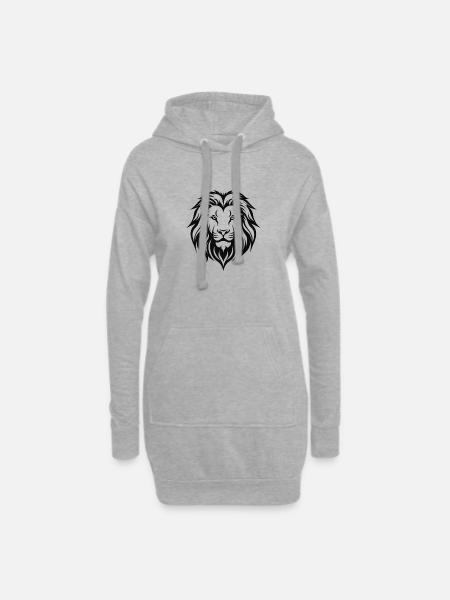 Emblème de lion - Sweat-shirt à capuche long Femme - gris chiné