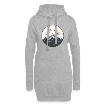 Montagnes dessinées minimalistes, soleil et nuages - Sweat-shirt à capuche long Femme - gris chiné - Devant