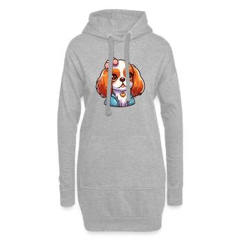 Mignon Cavalier King Charles - Sweat-shirt à capuche long Femme - gris chiné - Devant