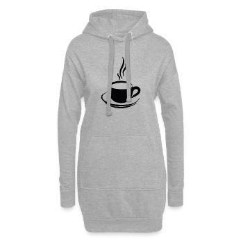Pause-café - Sweat-shirt à capuche long Femme - gris chiné - Devant