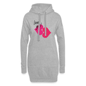 Love you , bisou bisou - Sweat-shirt à capuche long Femme - gris chiné - Devant