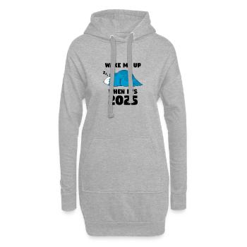 Wecke mich auf, wenn es 2025 ist - Hoodie-Kleid - Grau meliert - Vorne
