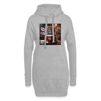 Welsh Coffee Cat - Hoodie Dress - heather grey - Front