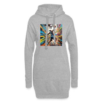 Joueur de basket-ball couleur éclaboussure - Sweat-shirt à capuche long Femme - gris chiné - Devant