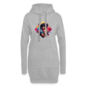 Afro Art - Sweat-shirt à capuche long Femme - gris chiné - Devant
