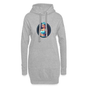 Fille rétro aux cheveux bleus - Sweat-shirt à capuche long Femme - gris chiné - Devant