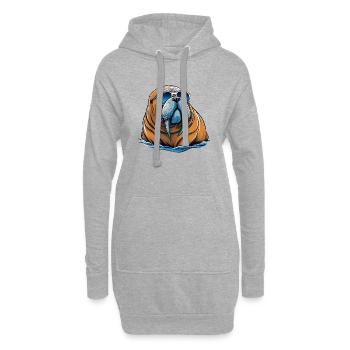 Morse - Sweat-shirt à capuche long Femme - gris chiné - Devant
