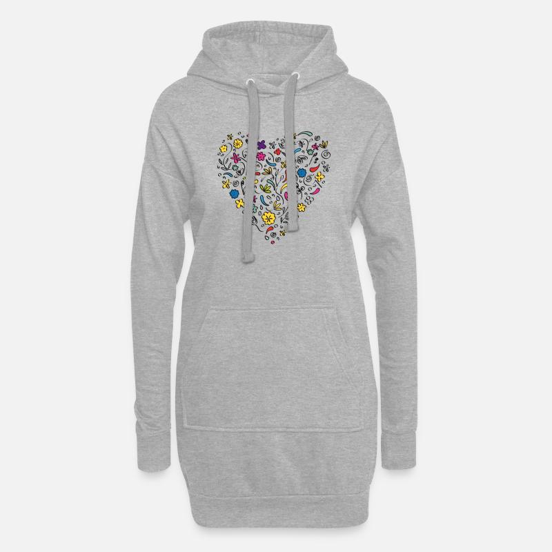 Herz - Hoodie-Kleid - Grau meliert