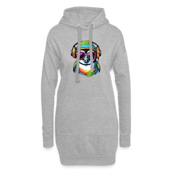 Cooler lustiger Gamer Pinguin - Hoodie-Kleid - Grau meliert - Vorne