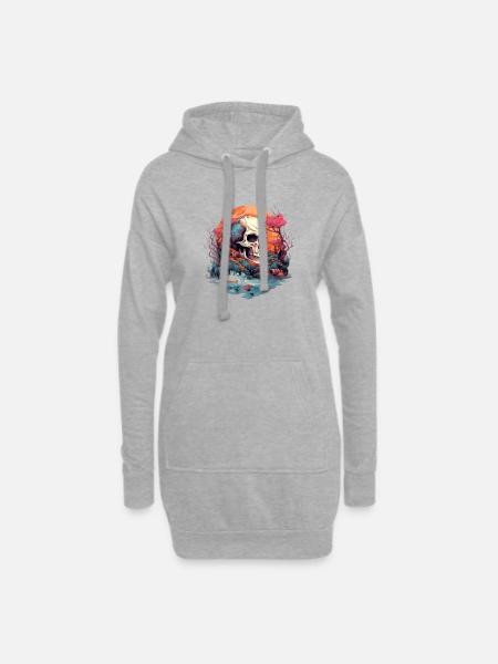 Psychedelische Träumerei – Tauche ein in eine Welt - Hoodie-Kleid - Grau meliert