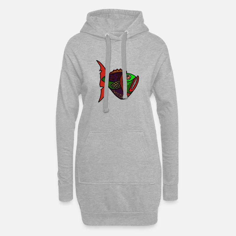 fisch anglerfisch - Hoodie-Kleid - Grau meliert