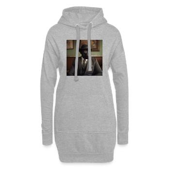 Chimp with hat and suit in a bar - Hoodie Dress - heather grey - Front
