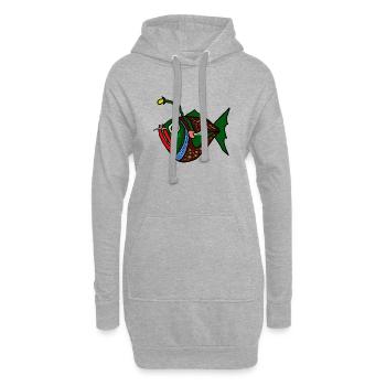 Fisch anglerfisch - Hoodie-Kleid - Grau meliert - Vorne