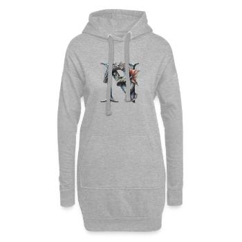 Buchstabe "N" im Drachendesign. - Hoodie-Kleid - Grau meliert - Vorne