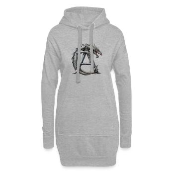 Buchstabe "A" im Drachendesign. - Hoodie-Kleid - Grau meliert - Vorne