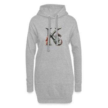 Buchstabe "K" im Drachendesign. - Hoodie-Kleid - Grau meliert - Vorne