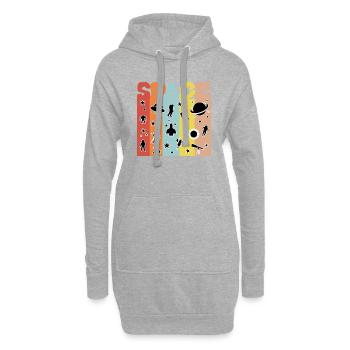 Space, Weltall, Astronaut - Hoodie-Kleid - Grau meliert - Vorne