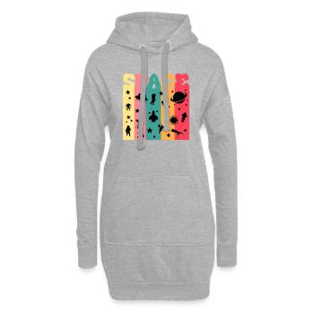 Space, Weltall, Astronaut - Hoodie-Kleid - Grau meliert - Vorne