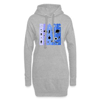 Space, Astronaut, All, Weltall - Hoodie-Kleid - Grau meliert - Vorne