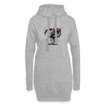 Buchstabe "T" im Drachendesign. - Hoodie-Kleid - Grau meliert - Vorne