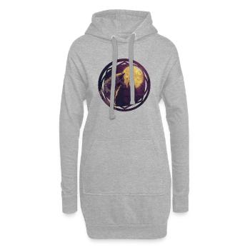 Wolf und der keltische Mond - Hoodie-Kleid - Grau meliert - Vorne