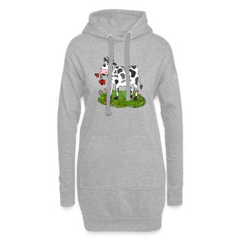 Vache - Sweat-shirt à capuche long Femme - gris chiné - Devant