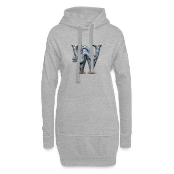Buchstabe "W" im Drachendesign. - Hoodie-Kleid - Grau meliert - Vorne