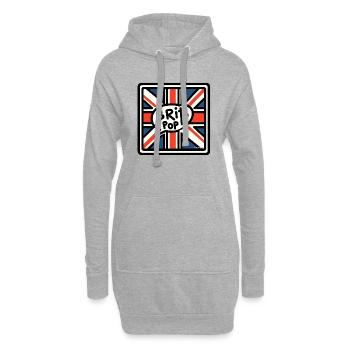 Brit Pop - Union Jack - Sweat-shirt à capuche long Femme - gris chiné - Devant