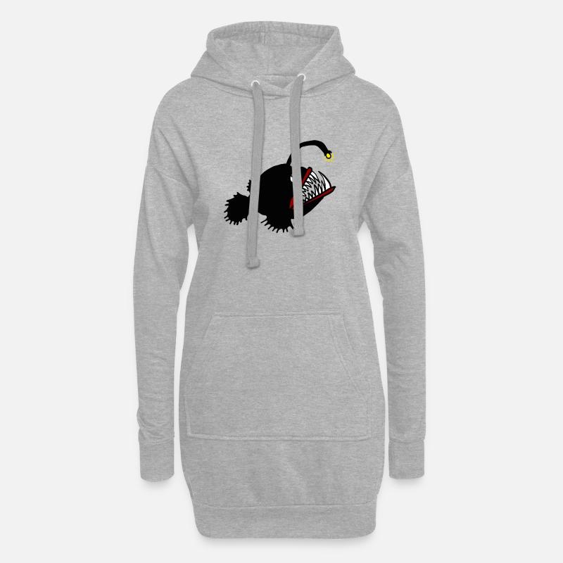 Anglerfisch - Hoodie-Kleid - Grau meliert