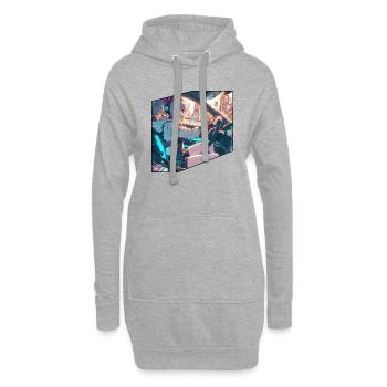 Manga CyberPunk Girl - Sweat-shirt à capuche long Femme - gris chiné - Devant