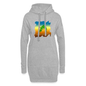 Gecko "kleben geblieben" - Hoodie-Kleid - Grau meliert - Vorne
