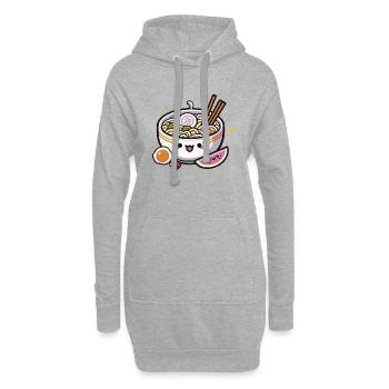 Nourriture Kawaii Ramen Mignonne - Sweat-shirt à capuche long Femme - gris chiné - Devant
