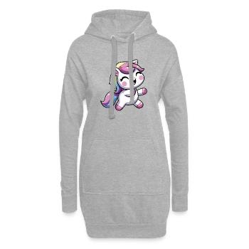 Fröhliches Einhorn tanzt - Hoodie-Kleid - Grau meliert - Vorne
