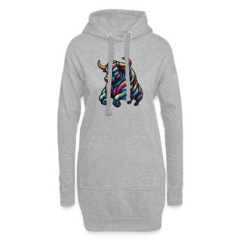 Farbenfroher wütender Stier 2 - Hoodie-Kleid - Grau meliert - Vorne